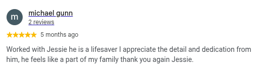 Google review from Michael Gunn, 5 stars, 5 months ago