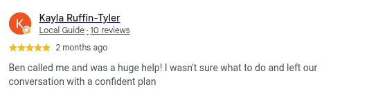 Google review from Kayla Ruffin-Tyler, 5 stars, 2 months ago