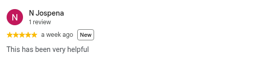 Google review from N Jospena, 5 stars, a week ago