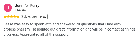 Google review from Jennifer Perry, 5 stars, 3 days ago