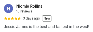 Google review from Niomie Rollins, 5 stars, 3 days ago