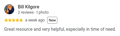 Google review from Bill Kilgore, 5 stars, a week ago